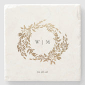 Dessous-de-verre En Pierre Monogram Crest classique Mariage élégant (Devant)