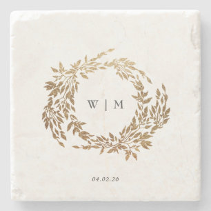 Dessous-de-verre En Pierre Monogram Crest classique Mariage élégant