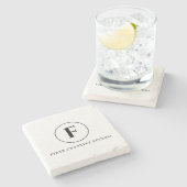 Dessous-de-verre En Pierre Monogram Minimalist Initial Name Marble Design (Côté)