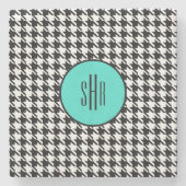 Dessous-de-verre En Pierre Monogram  Turquoise Houndstooth Marble (Devant)