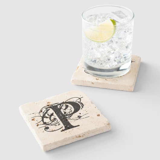 Dessous-de-verre En Pierre Monogramme (Côté)