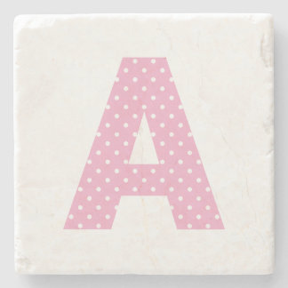 Dessous-de-verre En Pierre Monogramme A gras en rose et pois blanc minuscules