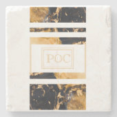 Dessous-de-verre En Pierre Monogramme Abstrait bleu foncé (Devant)