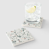 Dessous-de-verre En Pierre Monogramme Abstrait Terrazzo Motif (Côté)