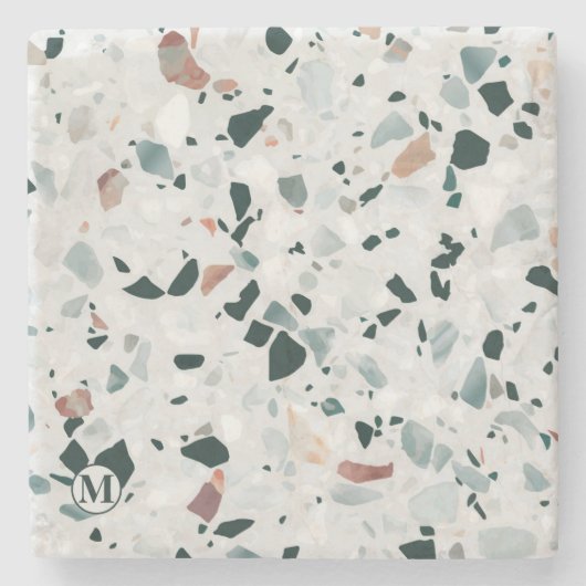 Dessous-de-verre En Pierre Monogramme Abstrait Terrazzo Motif (Devant)