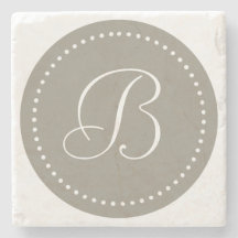 Monogramme Aluminium Rond/Bordure à points blancs