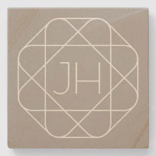 Dessous-de-verre En Pierre Monogramme Cool, Style de Logo Hip Vibe   Gris & B