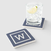 Dessous-de-verre En Pierre Monogramme de bordure graphique élégant simple ble (Côté)