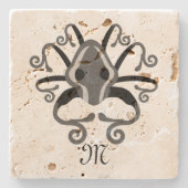 Dessous-de-verre En Pierre Monogramme de calmar gris (Devant)