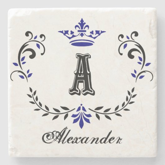 Dessous-de-verre En Pierre Monogramme de couronne A (Devant)
