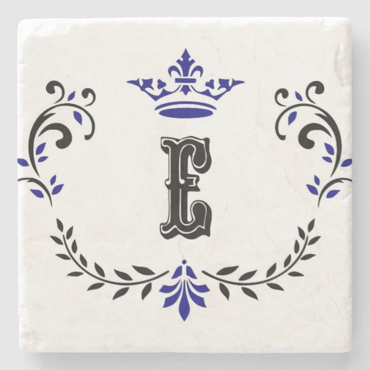 Dessous-de-verre En Pierre Monogramme de couronne 'E' (Devant)
