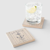 Dessous-de-verre En Pierre Monogramme de famille d'Ancres nautiques (Côté)