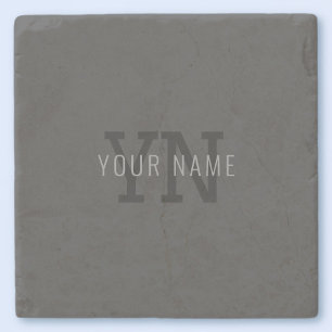 Dessous-de-verre En Pierre Monogramme de nom (ou autre texte) gris foncé mode