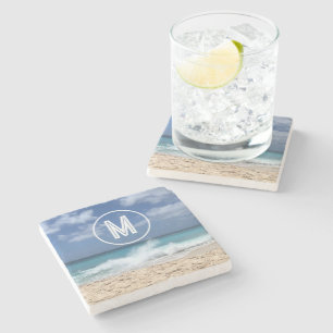 Dessous-de-verre En Pierre Monogramme de plage tropicale