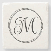 Dessous-de-verre En Pierre Monogramme de script bouclé rond (Devant)