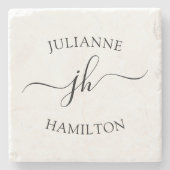 Dessous-de-verre En Pierre Monogramme de script simple (Devant)