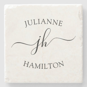 Dessous-de-verre En Pierre Monogramme de script simple