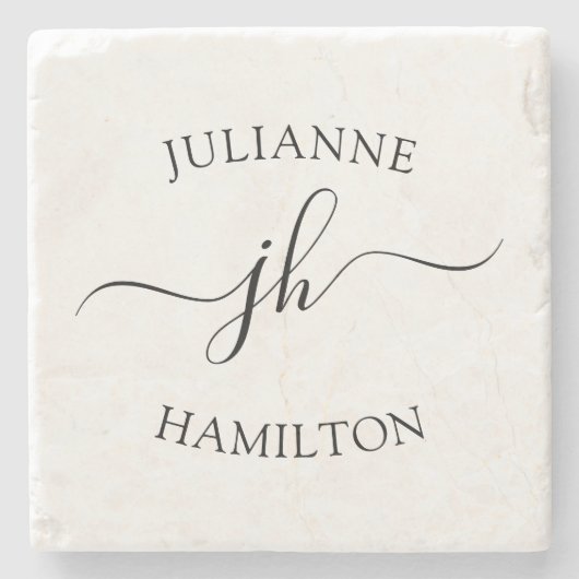 Dessous-de-verre En Pierre Monogramme de script simple (Devant)
