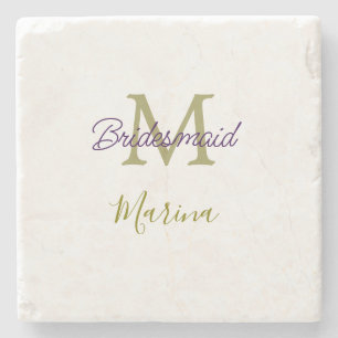 Dessous-de-verre En Pierre Monogramme de tribu de mariée simple en or pour la