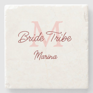 Dessous-de-verre En Pierre Monogramme de tribu de mariée simple mini rouge po