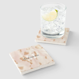Dessous-de-verre En Pierre Monogramme de vache blanche rose