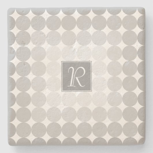 Dessous-de-verre En Pierre Monogramme des cercles gris modernes (Devant)