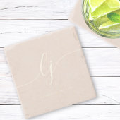 Dessous-de-verre En Pierre Monogramme Dusty Rose rose Simple Élégant Script