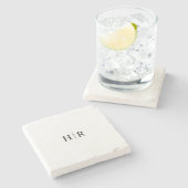 Dessous-de-verre En Pierre Monogramme Élégant Classique (Côté)