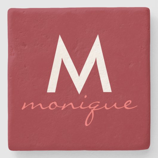 Dessous-de-verre En Pierre Monogramme en rouge classique (Devant)