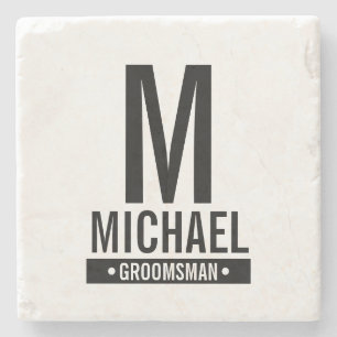 Dessous-de-verre En Pierre Monogramme et nom du Groomsman personnalisé