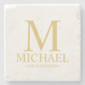 Dessous-de-verre En Pierre Monogramme et nom personnalisé moderne Groomsman (Devant)