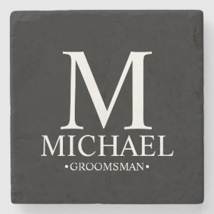 Dessous-de-verre En Pierre Monogramme et nom personnalisé moderne Groomsman