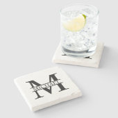 Dessous-de-verre En Pierre Monogramme et nom personnalisés (Côté)