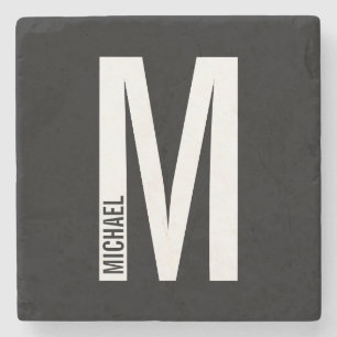 Dessous-de-verre En Pierre Monogramme et nom personnalisés modernes