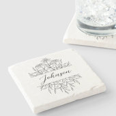 Dessous-de-verre En Pierre Monogramme floral monochrome