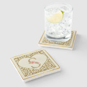 Dessous-de-verre En Pierre Monogramme floral personnalisé, de A à Z (Côté)
