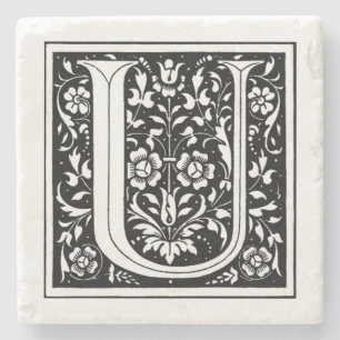 Dessous-de-verre En Pierre Monogramme floral vintage "U"