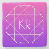 Dessous-de-verre En Pierre Monogramme géométrique cool | Violette violette ma (Devant)