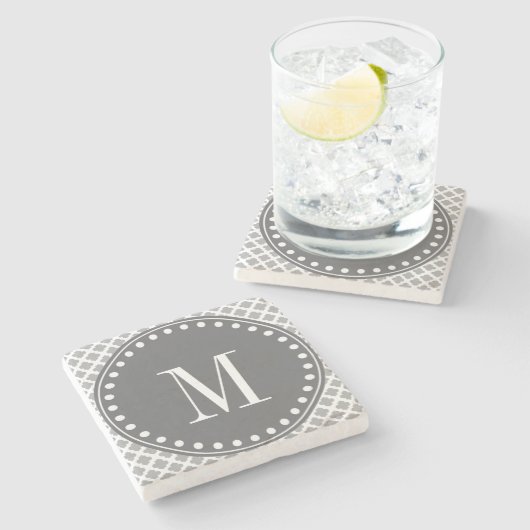 Dessous-de-verre En Pierre Monogramme gris foncé (Côté)