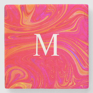 Dessous-de-verre En Pierre Monogramme initial coloré moderne