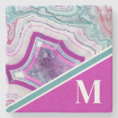 Dessous-de-verre En Pierre Monogramme Initial Élégant Moderne en Agate (Devant)