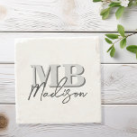 Dessous-de-verre En Pierre Monogramme initial minimaliste moderne<br><div class="desc">Créez vos propres dessous de verre personnalisés avec des initiales minimalistes modernes et un nom monographique de calligraphie de script.</div>
