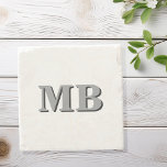 Dessous-de-verre En Pierre Monogramme initial minimaliste moderne<br><div class="desc">Dessous de verre Monogramme initial minimaliste moderne. Créez vos propres dessous de verre personnalisés avec un nom initial personnalisé.</div>