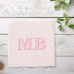 Dessous-de-verre En Pierre Monogramme initial minimaliste rose moderne<br><div class="desc">Dessous de verre Monogramme initial rose minimaliste moderne. Créez vos propres dessous de verre personnalisés avec un nom initial personnalisé.</div>