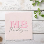 Dessous-de-verre En Pierre Monogramme initial minimaliste rose moderne<br><div class="desc">Créez vos propres dessous de verre personnalisés avec des initiales minimalistes modernes et un nom monographique de calligraphie de script.</div>