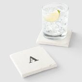 Dessous-de-verre En Pierre Monogramme Initial Simple Élégant Nom personnalisé (Côté)
