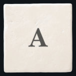 Dessous-de-verre En Pierre Monogramme Initial Simple Élégant Nom Personnalisé<br><div class="desc">Conçu avec modèle texte pour une initiale monogrammée que vous pouvez customiser!</div>