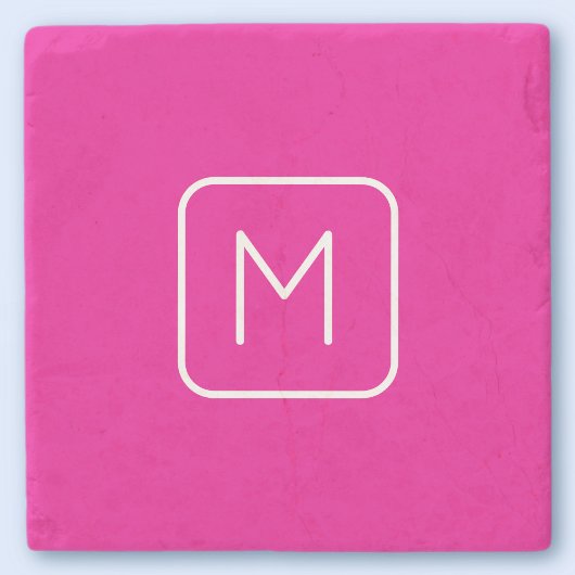 Dessous-de-verre En Pierre Monogramme Initial Simple & Moderne | Rose & Blanc