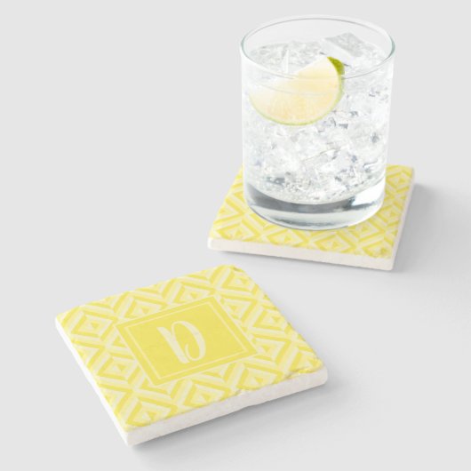 Dessous-de-verre En Pierre Monogramme Jaune Motif diamant à trois tons (Côté)