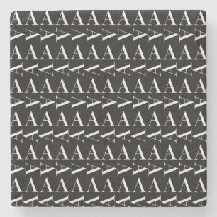 Dessous-de-verre En Pierre Monogramme Lettre initiale A, Choisir la couleur A